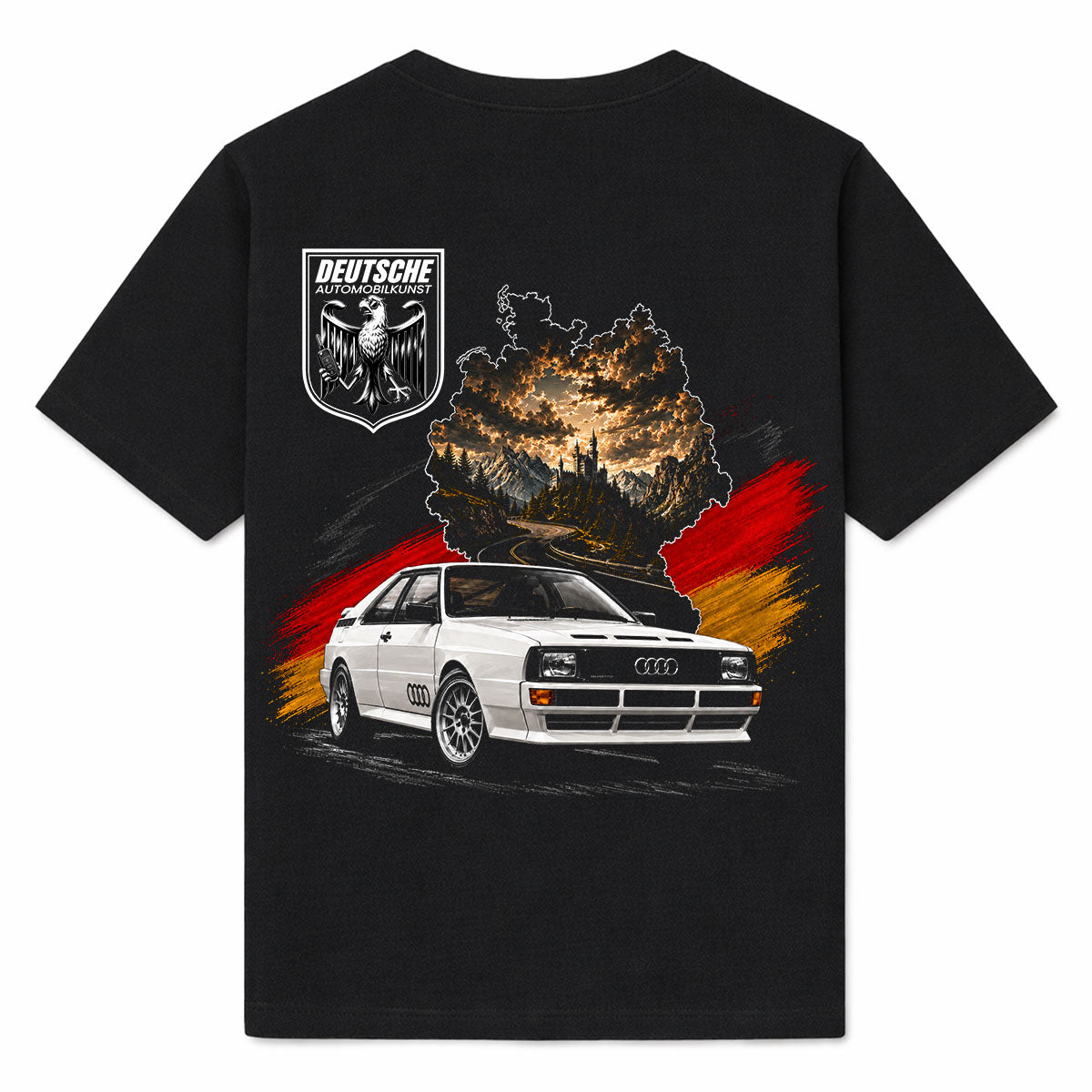 DEUTSCHE AUTOMOBILKUNST AUDI - Premium T-Shirt Backprint